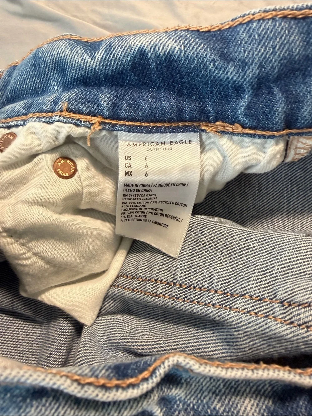 American Eagle Women’s Classic High-Rise Distressed Denim Shorts - Light Blue